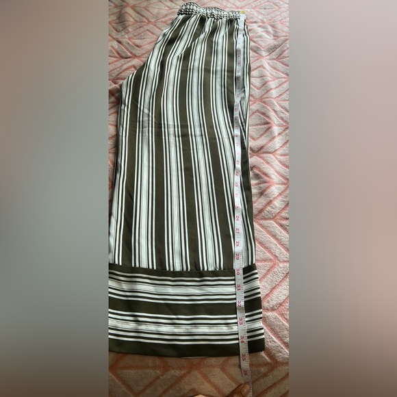 #242 Loft green and white striped pants - Picture 2 of 9